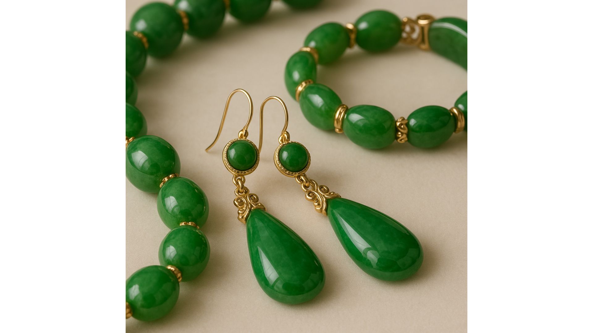 A close up of a necklace and earrings

AI-generated content may be incorrect.