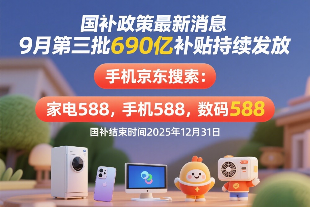 国补政策9月2日最新消息：国补恢复继续，第三批国补690亿9月持续发放中，国补领取方法和操作教程！